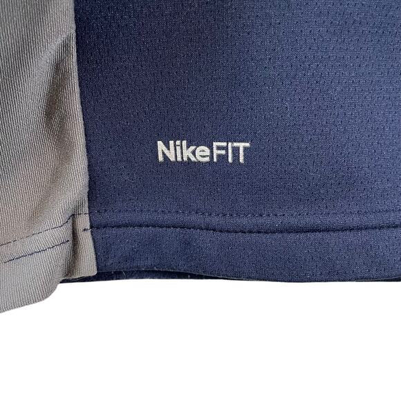 NIKE Fit Men Quarter Zip LOGO Swoosh Pullover Sweatshirt Colorblock Blue Gray XL - Picture 7 of 12